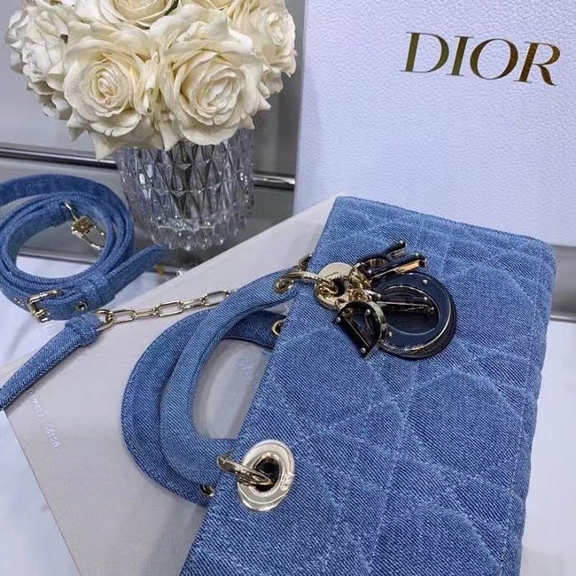 DIOR MEDIUM LADY D-JOY BAG Cannage Denim M0540O blue