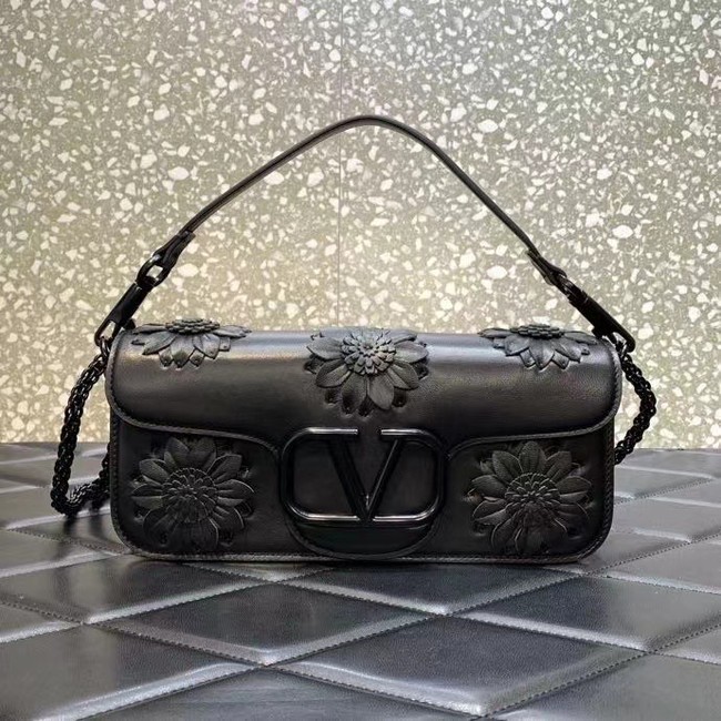 VALENTINO FLORAL TRIM LOCO BAG WB0K30P BLACK