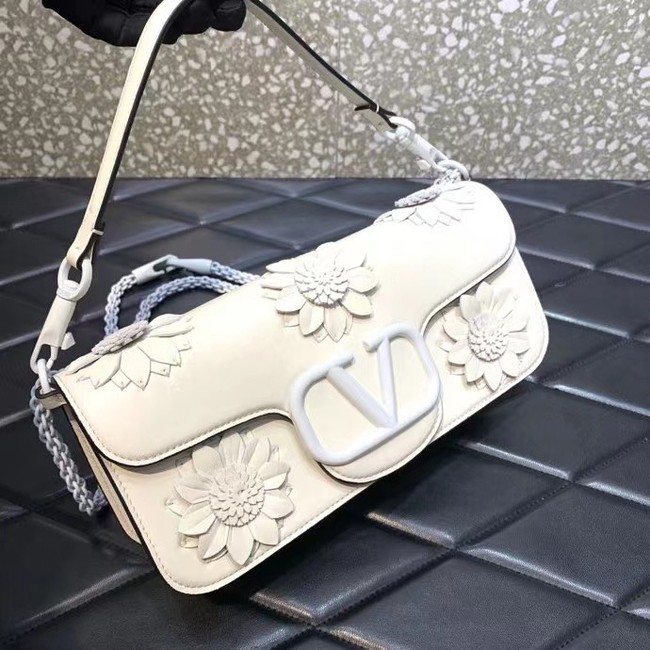 VALENTINO FLORAL TRIM LOCO BAG WB0K30P WHITE