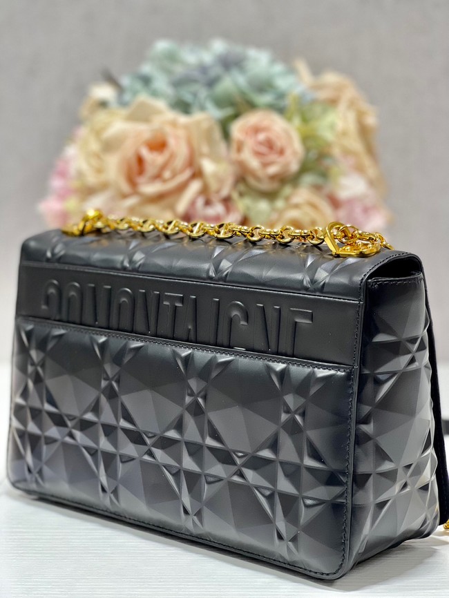 MEDIUM DIOR CARO BAG Cannage Calfskin with Diamond Motif M9241UW black&gold