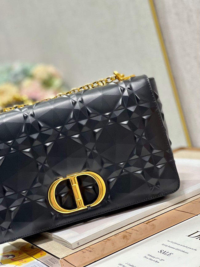 MEDIUM DIOR CARO BAG Cannage Calfskin with Diamond Motif M9241UW black&gold