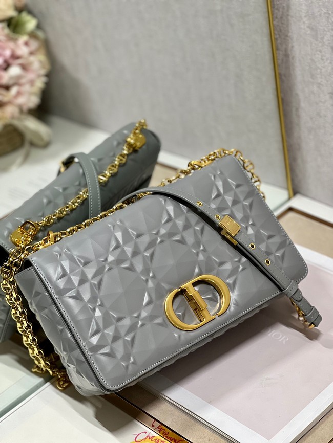 MEDIUM DIOR CARO BAG Cannage Calfskin with Diamond Motif M9241UW gray&gold