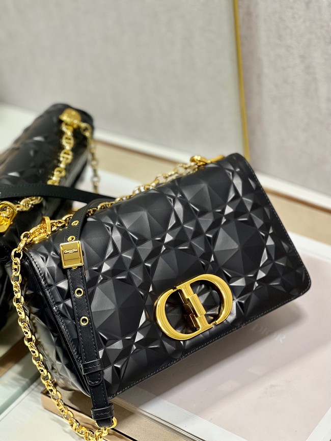 MEDIUM DIOR CARO BAG Cannage Calfskin with Diamond Motif M9242UW black&gold