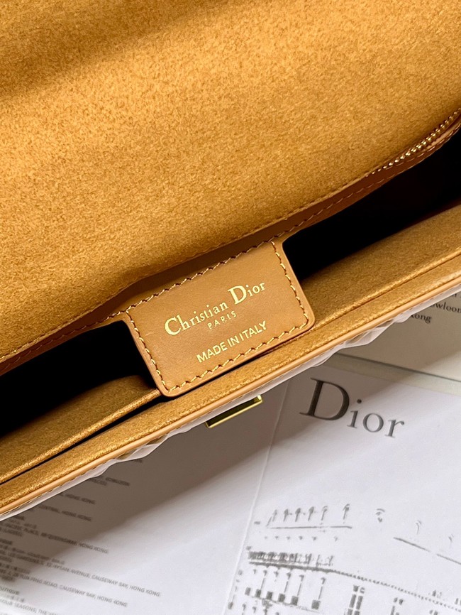 MEDIUM DIOR CARO BAG Cannage Calfskin with Diamond Motif M9242UW brown&gold