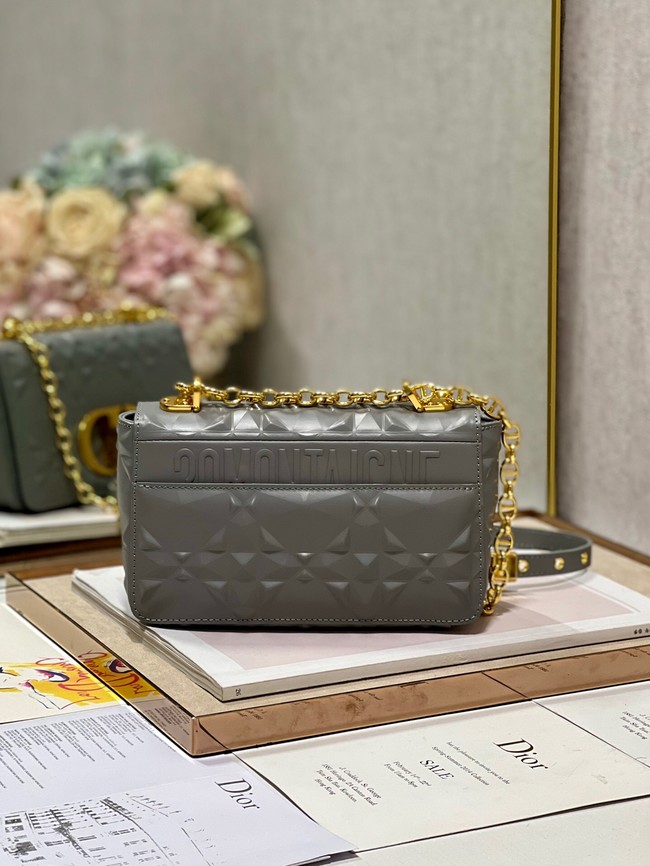 SMALL DIOR CARO BAG Cannage Calfskin with Diamond Motif M9243UW gray&gold