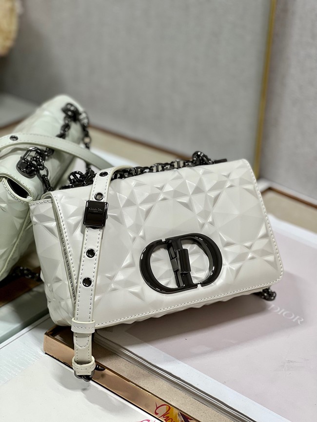 SMALL DIOR CARO BAG Cannage Calfskin with Diamond Motif M9243UW white&black