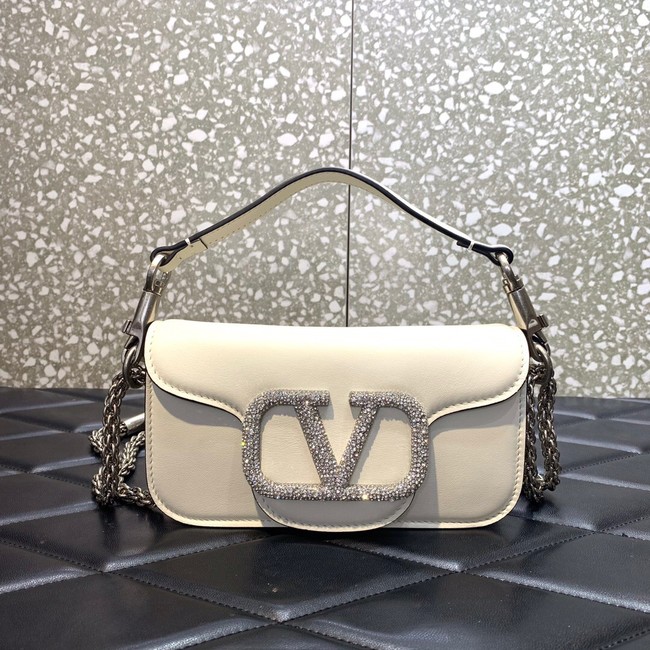 VALENTINO MINI LOCO imitation crystal shoulder bag WB0K53K ivory