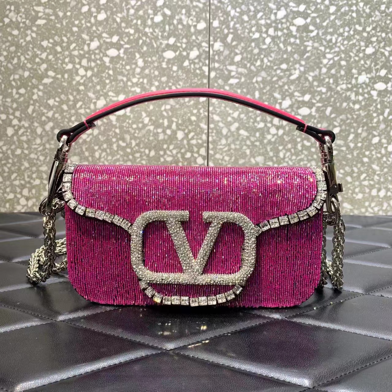 VALENTINO MINI LOCO imitation crystal shoulder bag WB0K55