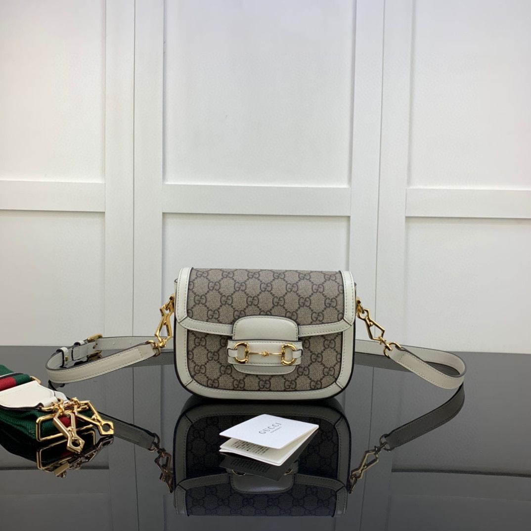 Gucci Horsebit 1955 GG mini bag 658574 white