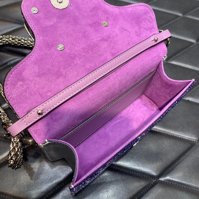 VALENTINO MINI LOCO imitation crystal shoulder bag WB0K53SL dark purple