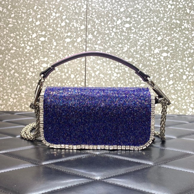 VALENTINO MINI LOCO imitation crystal shoulder bag WB0K53SL dark purple