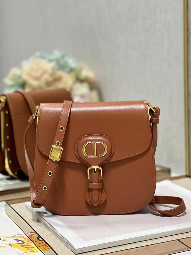 DIOR BOBBY FRAME BAG Cognac-Colored Box Calfskin M9333U brown