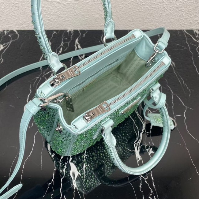 Prada Galleria satin mini-bag with crystals 1BA906 green