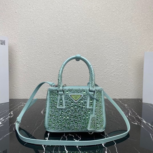 Prada Galleria satin mini-bag with crystals 1BA906 green