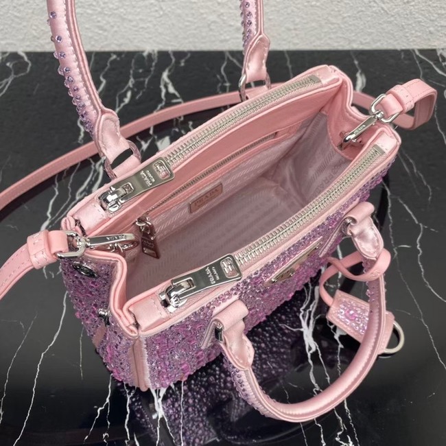 Prada Galleria satin mini-bag with crystals 1BA906 pink