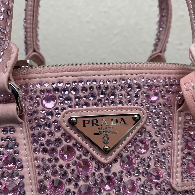 Prada Galleria satin mini-bag with crystals 1BA906 pink