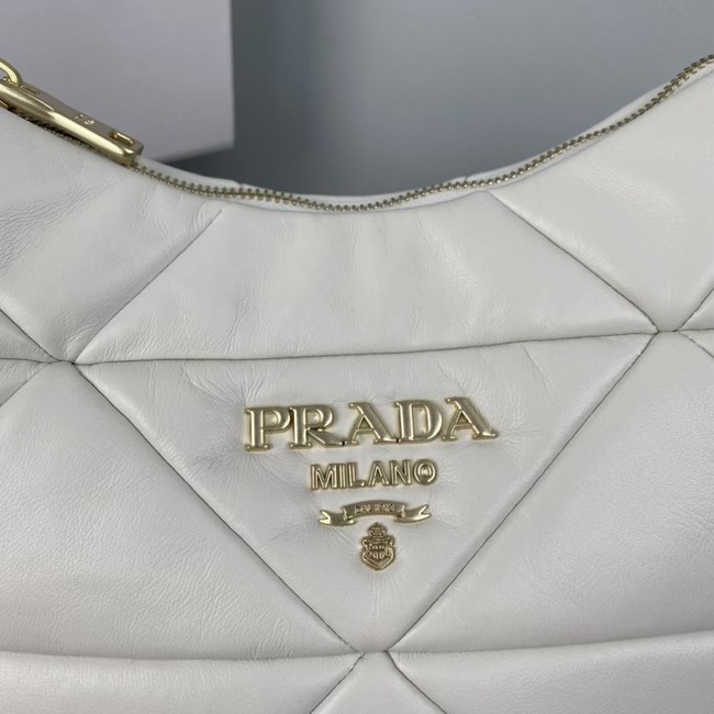 Prada nappa leather padded hobo bag 1BC157 white