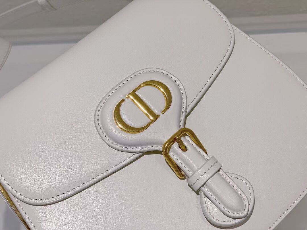 DIOR BOBBY FRAME BAG Cognac-Colored Box Calfskin M9333U white