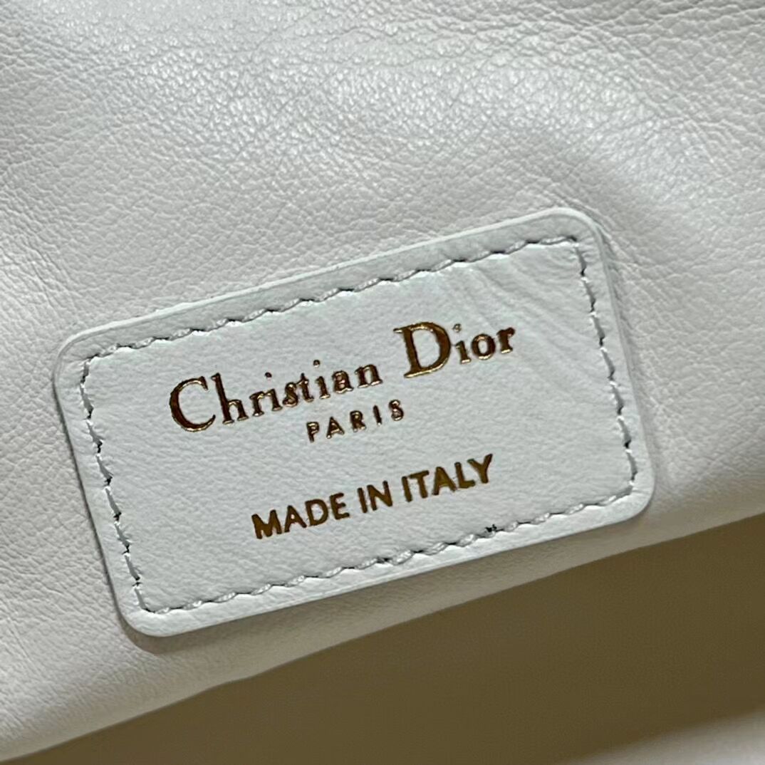 LADY DIOR TOP HANDLE SMALL BAG Latte Cannage Lambskin C0656 WHITE