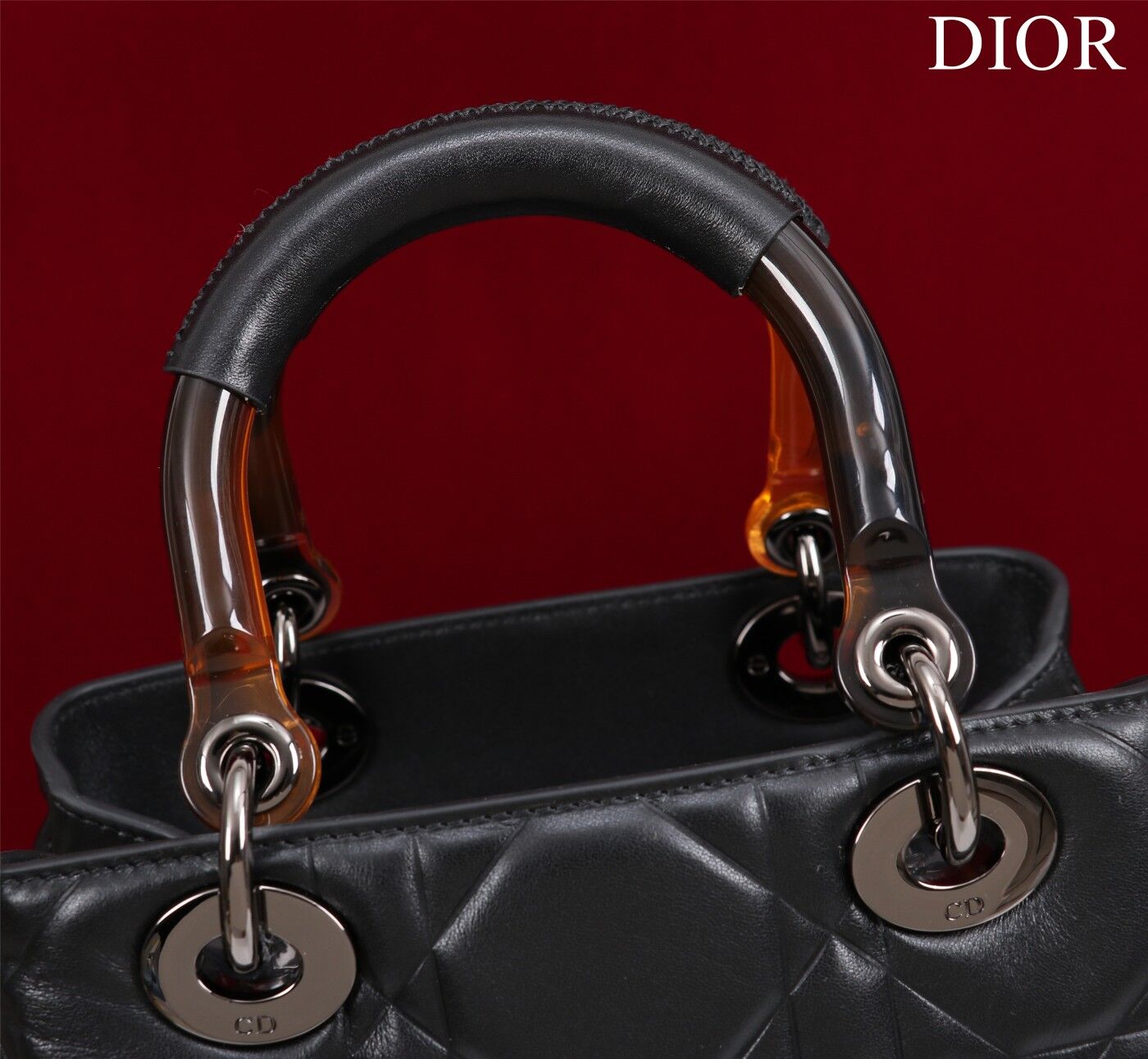 LADY DIOR TOP HANDLE SMALL BAG Latte Cannage Lambskin C0963 BACK