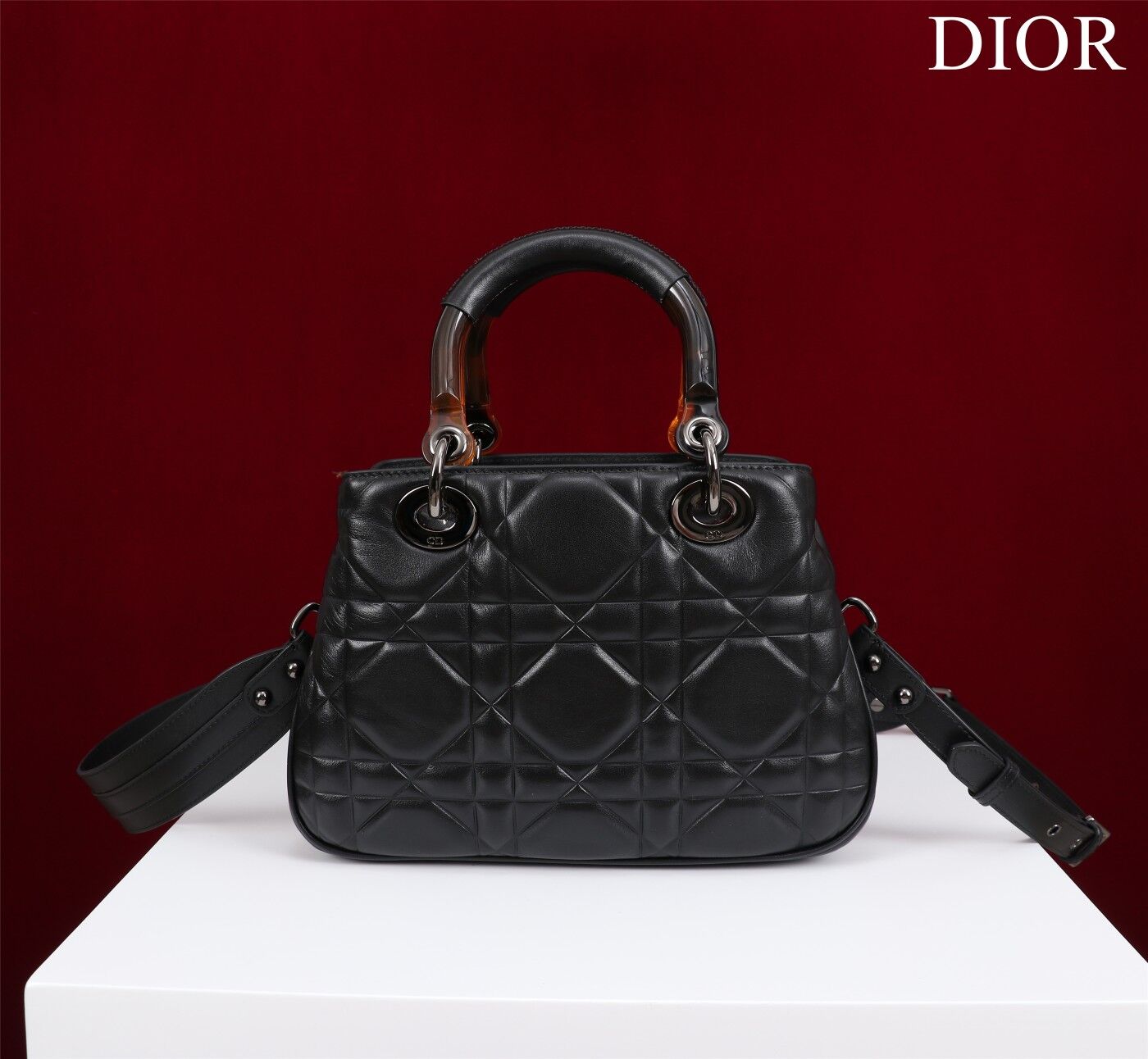 LADY DIOR TOP HANDLE SMALL BAG Latte Cannage Lambskin C0963 BACK