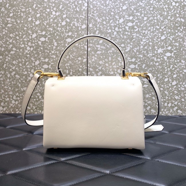 VALENTINO ONE STUD mini sheepskin shoulder bag WB0L13M white