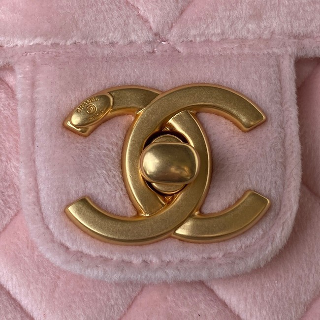 Chanel 22 FLAP BAG Velvet & Gold-Tone Metal AS3432 pink