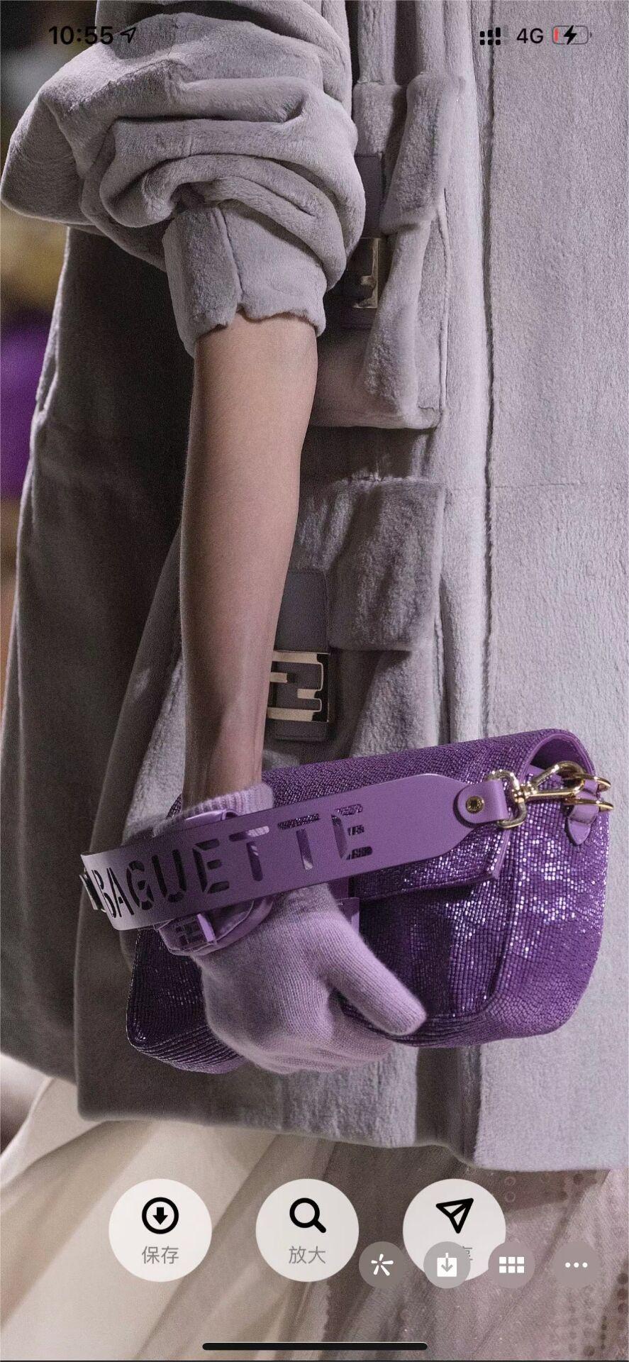 Fendi Baguette crystals and leather bag F0961 purple