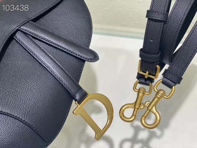 DIOR SADDLE BAG WITH STRAP Grained Calfskin M0455C black