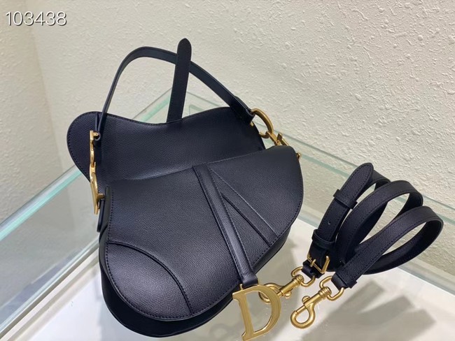 DIOR SADDLE BAG WITH STRAP Grained Calfskin M0455C black