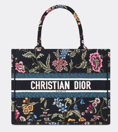 MEDIUM DIOR BOOK TOTE Black Multicolor Dior Petites Fleurs Embroidery M1296Z-33