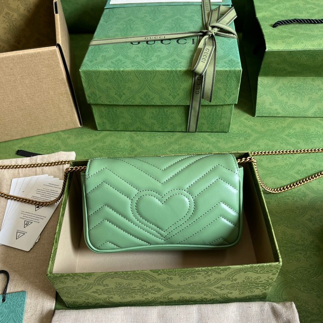 Gucci GG Marmont matelasse super mini bag 476433 Sage green