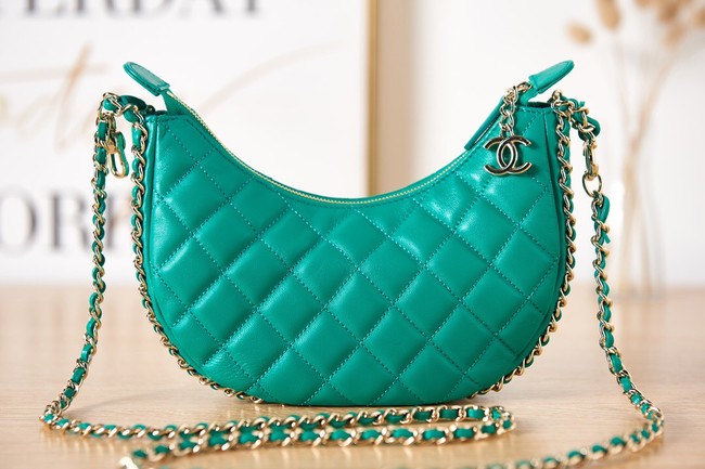 Chanel small Lambskin & Gold-Tone Metal AS3917 green