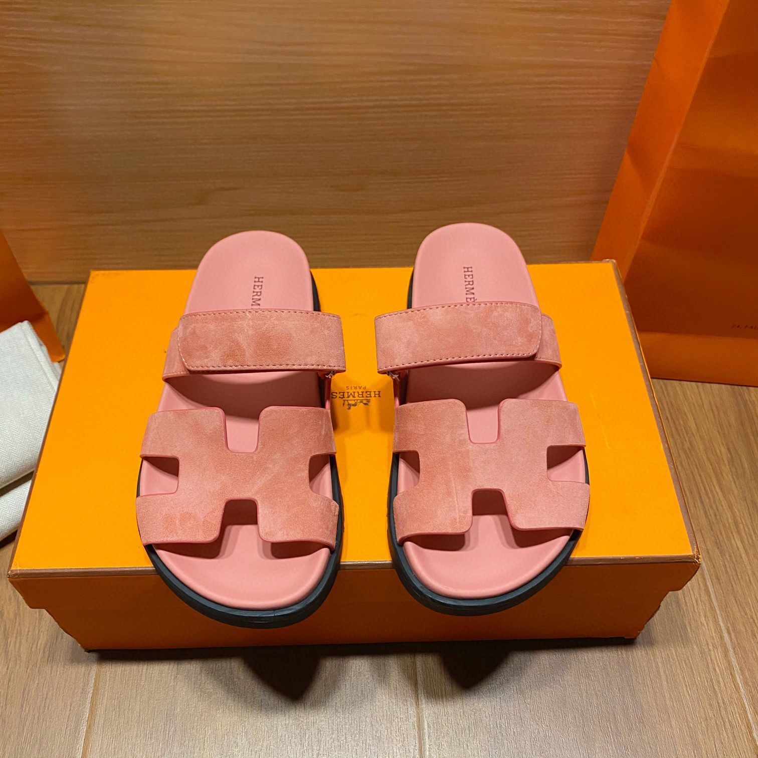 Hermes Shoes 2022 Chypre sandals HM63920 Pink