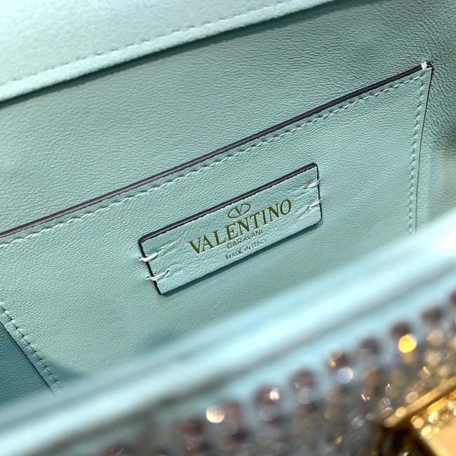 VALENTINO GARAVANI small Roman Stud soft sheep leather chain shoulder bag 2288 light blue