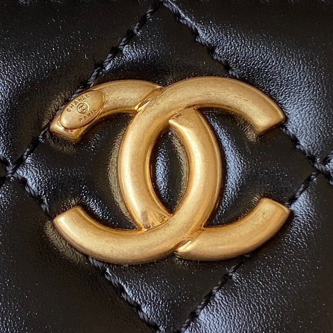 Chanel CLUTCH WITH CHAIN Lambskin & Gold Metal AP3243 BLACK