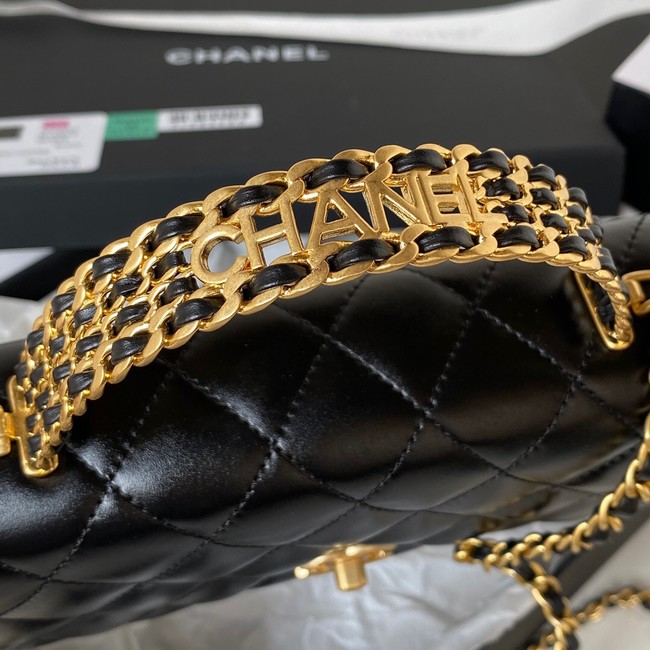 Chanel MINI FLAP BAG CLUTCH WITH CHAIN Gold-Tone Metal AP3240 BLACK