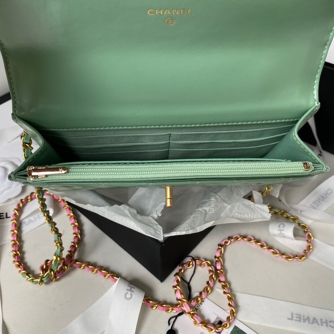 Chanel MINI FLAP BAG CLUTCH WITH CHAIN Gold-Tone Metal AP3240 GREEN