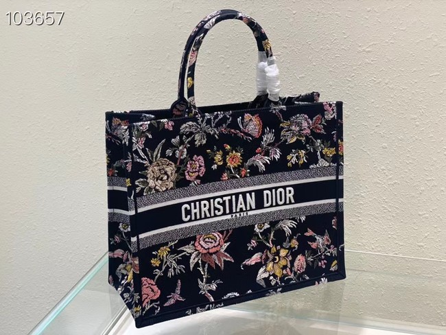 LARGE DIOR BOOK TOTE black Multicolor Dior Jardin Botanique Embroidery M1286ZEA