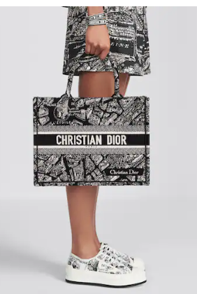 MEDIUM DIOR BOOK TOTE Black and White Plan de Paris Embroidery M1296ZOM