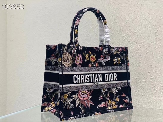 MEDIUM DIOR BOOK TOTE black Multicolor Dior Jardin Botanique Embroidery M1296ZRZ