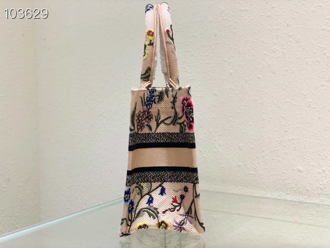 SMALL DIOR BOOK TOTE Natural Multicolor Raffia Embroidered with Dior Petites Fleurs M1265ZC