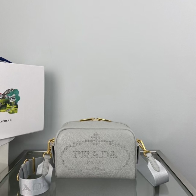 Prada Medium leather bag 1BH187 light gray