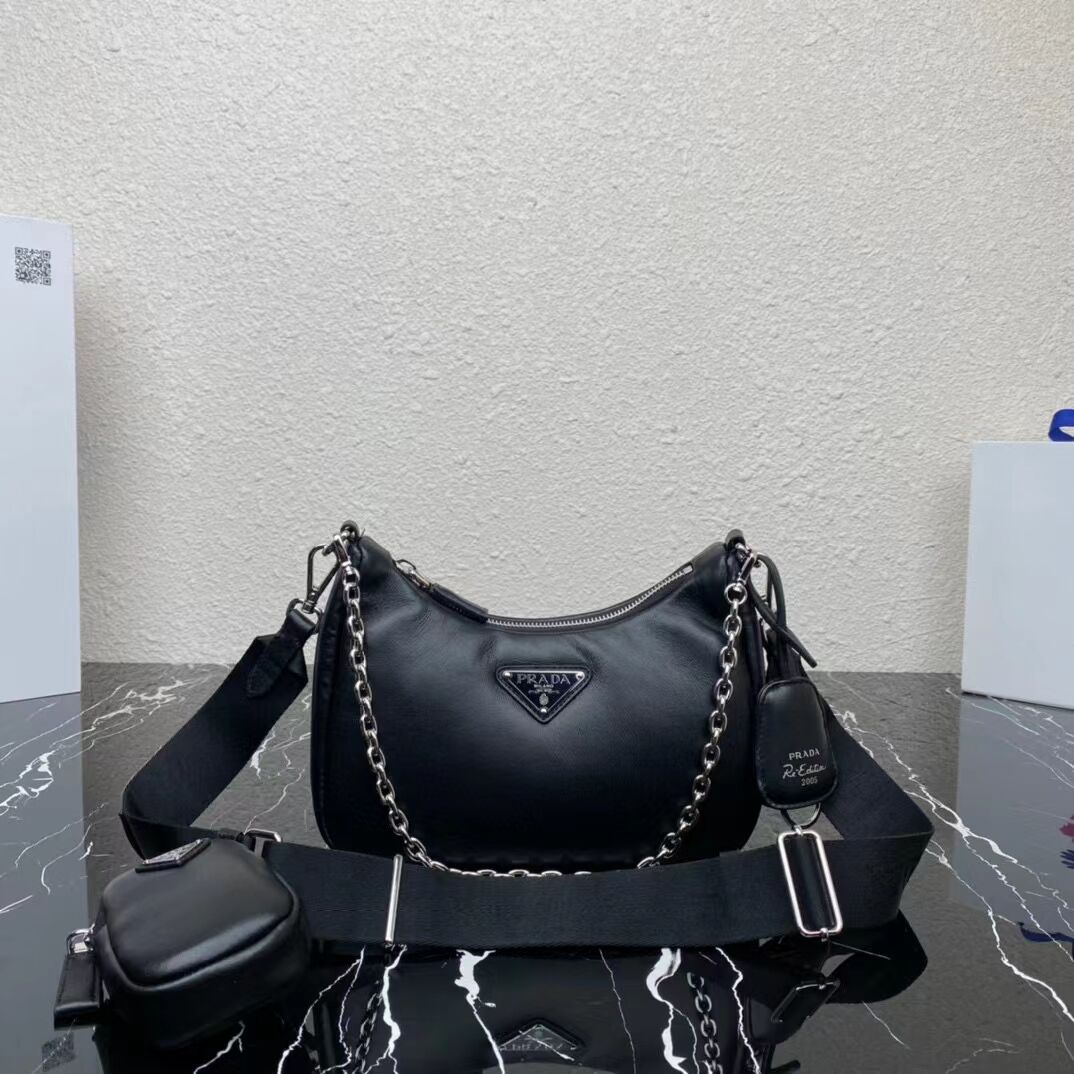 Prada leather shoulder bag 1AH024 black