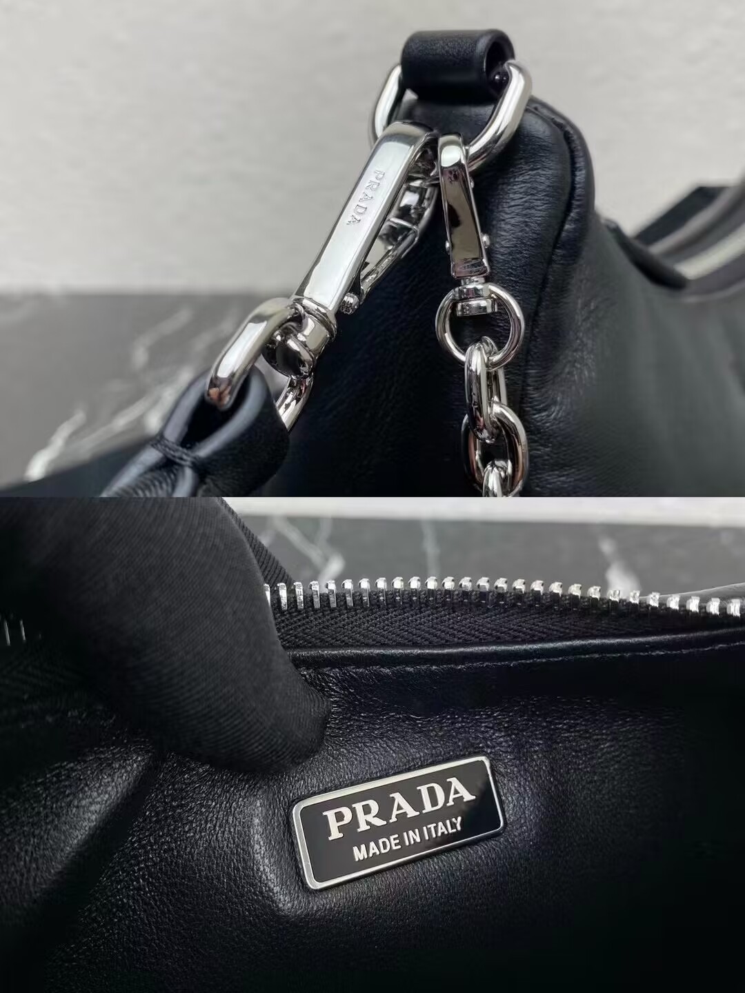 Prada leather shoulder bag 1AH024 black