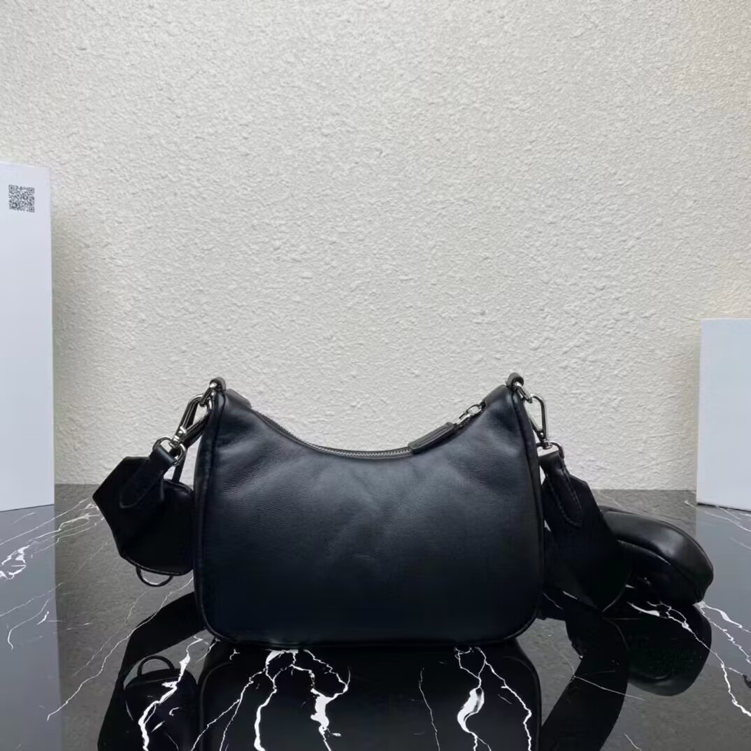 Prada leather shoulder bag 1AH024 black