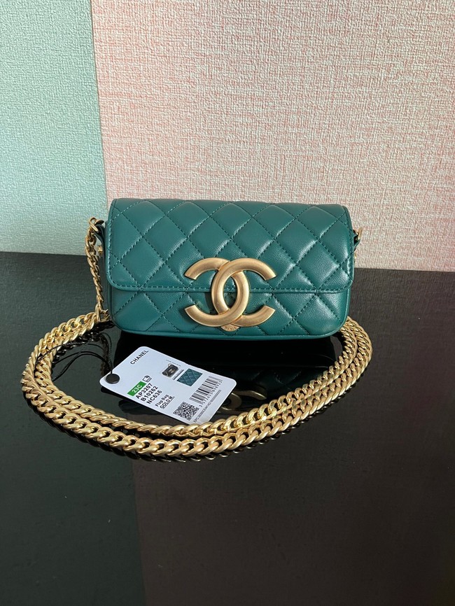 Chanel MINI FLAP BAG Lambskin & Gold-Tone Metal AS3207 green