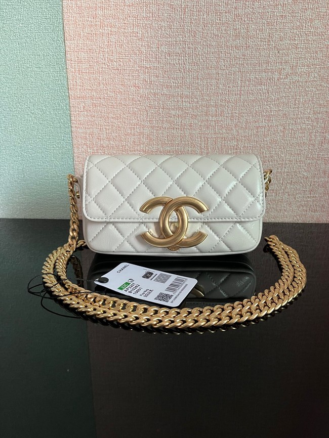 Chanel MINI FLAP BAG Lambskin & Gold-Tone Metal AS3207 white