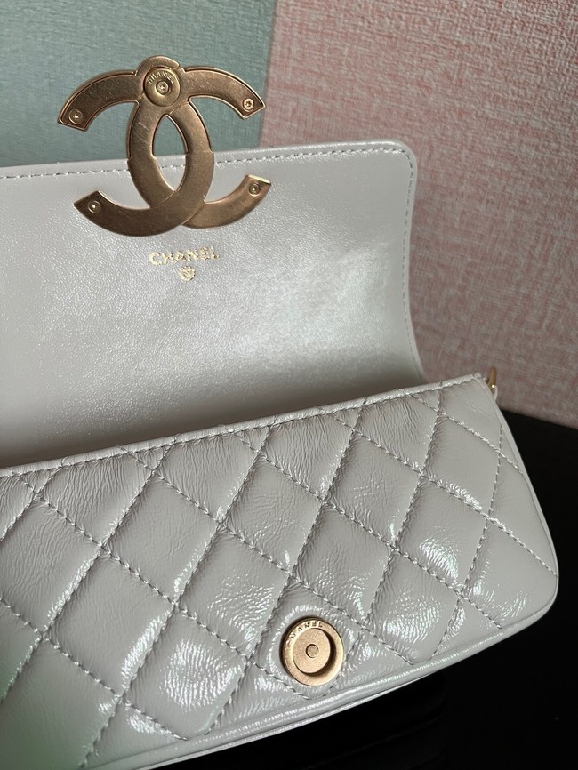 Chanel MINI FLAP BAG Lambskin & Gold-Tone Metal AS3207 white