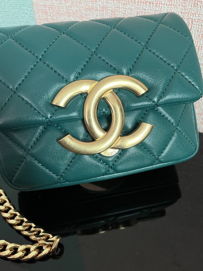 Chanel MINI FLAP BAG Lambskin & Gold-Tone Metal AS3854 green